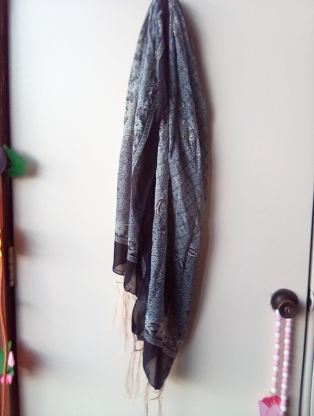 Silk Paisley Long Fringe Scarf